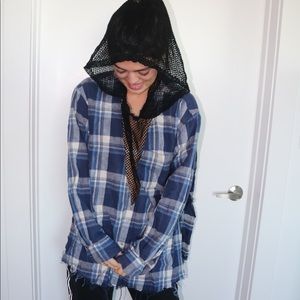 Mesh Hoodie Flannel